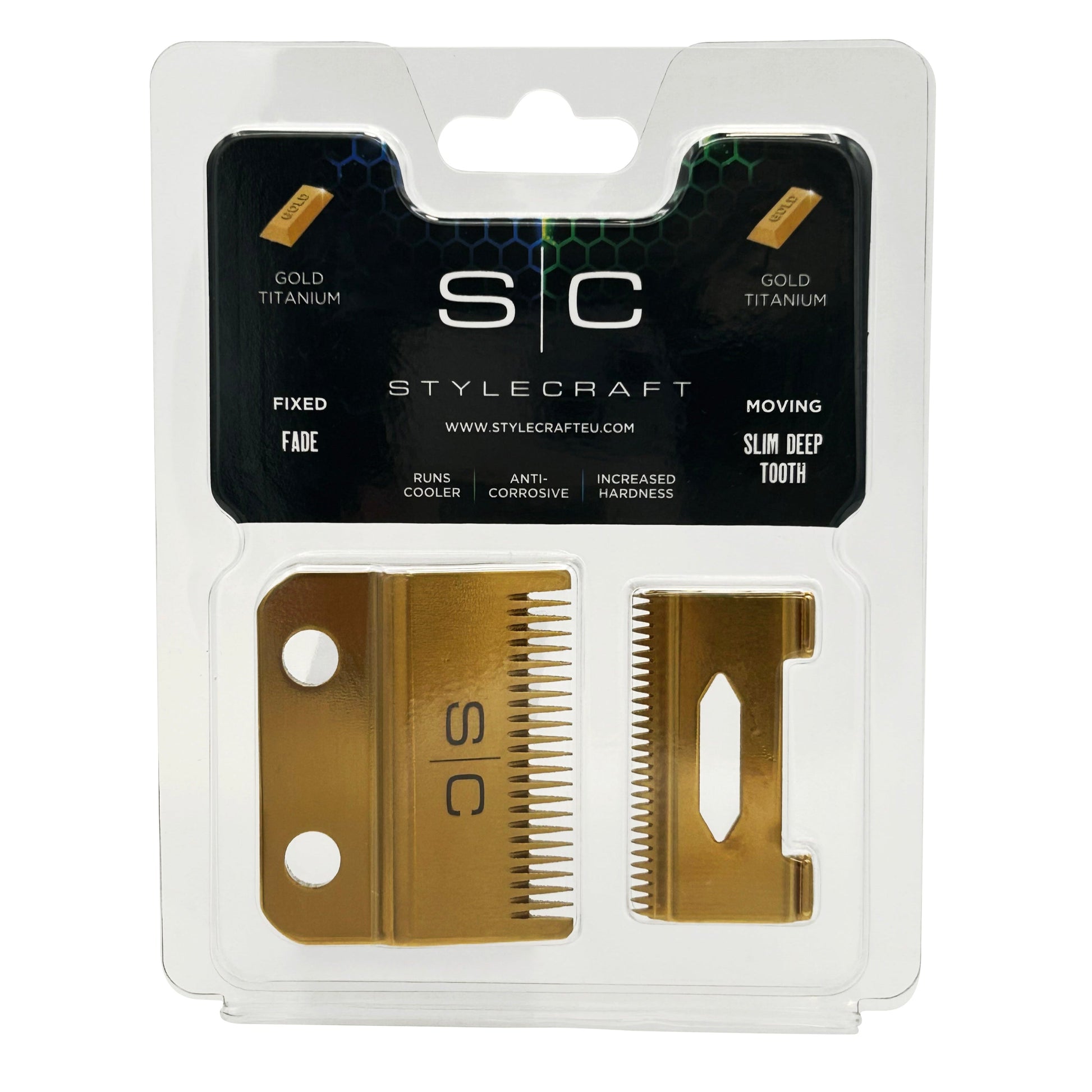 StyleCraft Gold Fixed Fade Blade with Slim Deep Tooth Cutter