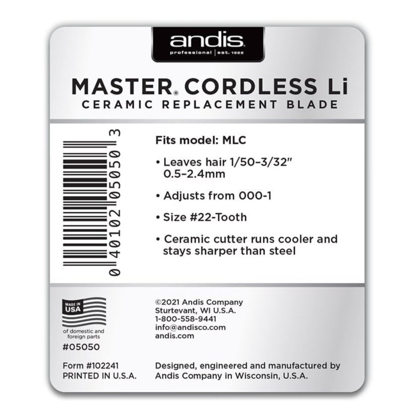 Andis Master Cordless Li 22 - Tooth Ceramic Replacement Blade (05050) - Kade Hair