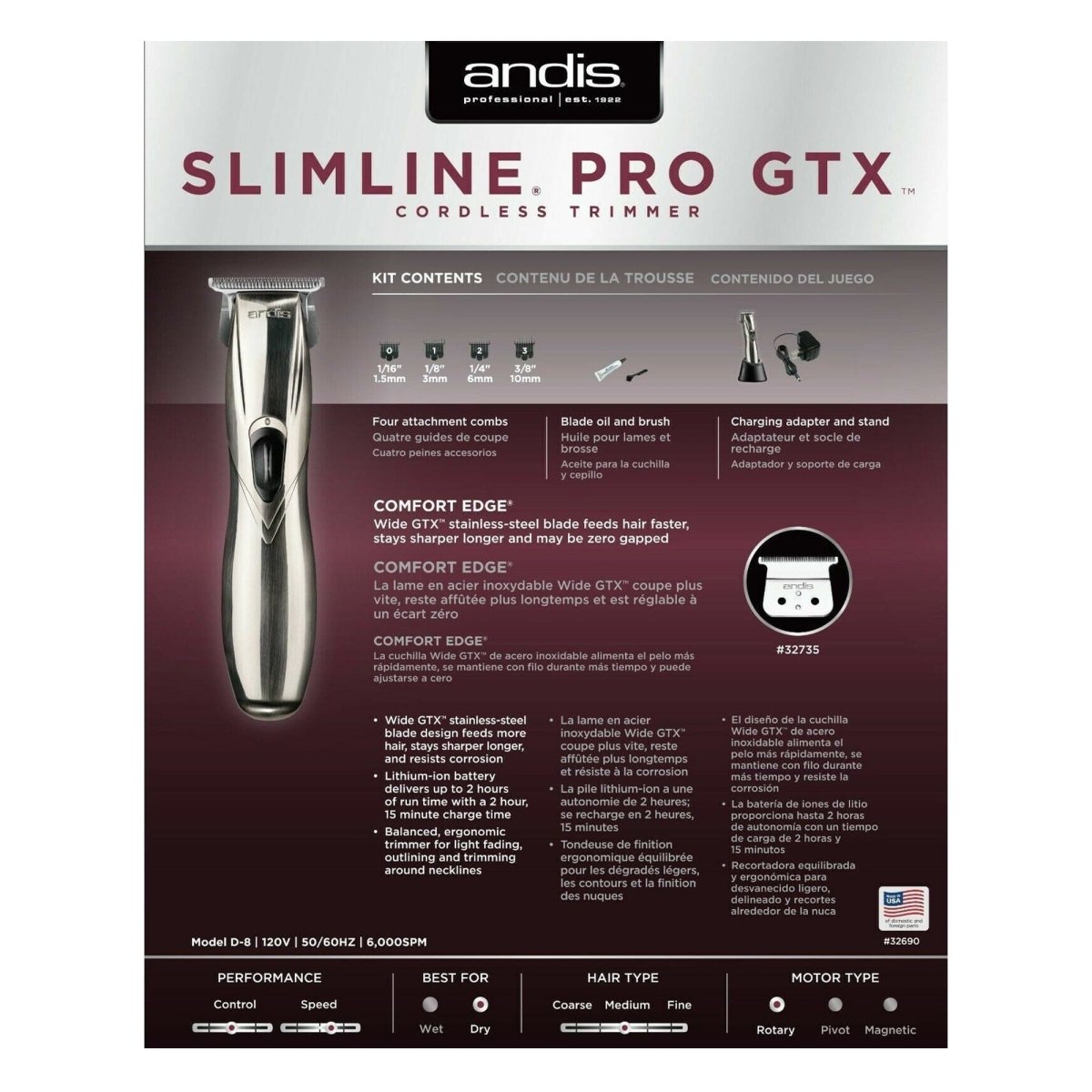 Andis Slimline Pro GTX Cordless Trimmer - Kade Hair