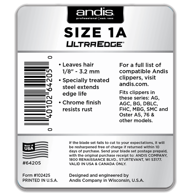 Andis Ultra Edge Detachable Blade - Size 1A - Kade Hair