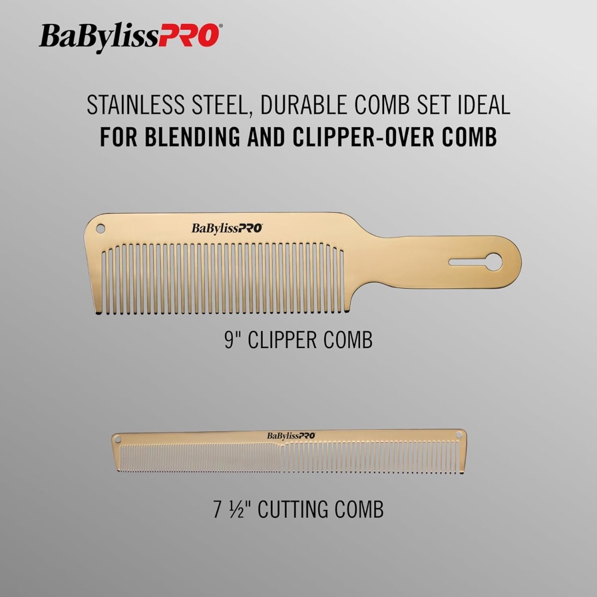 BaByliss PRO Gold FX Metal Barber Comb 2 piece Set - Kade Hair