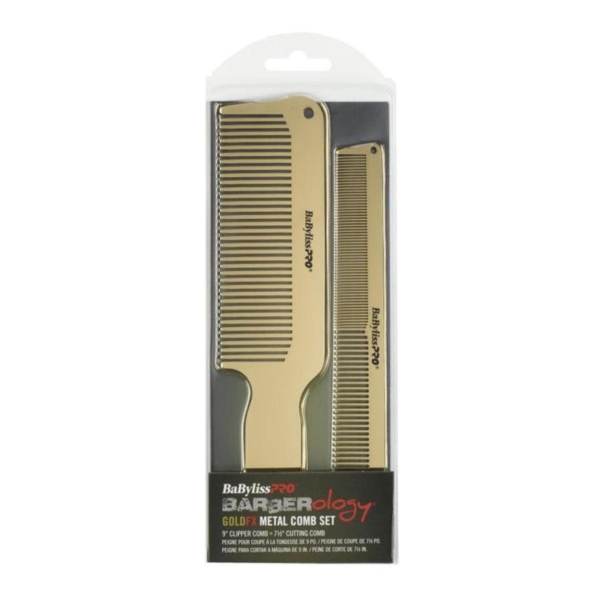 BaByliss PRO Gold FX Metal Barber Comb 2 piece Set - Kade Hair