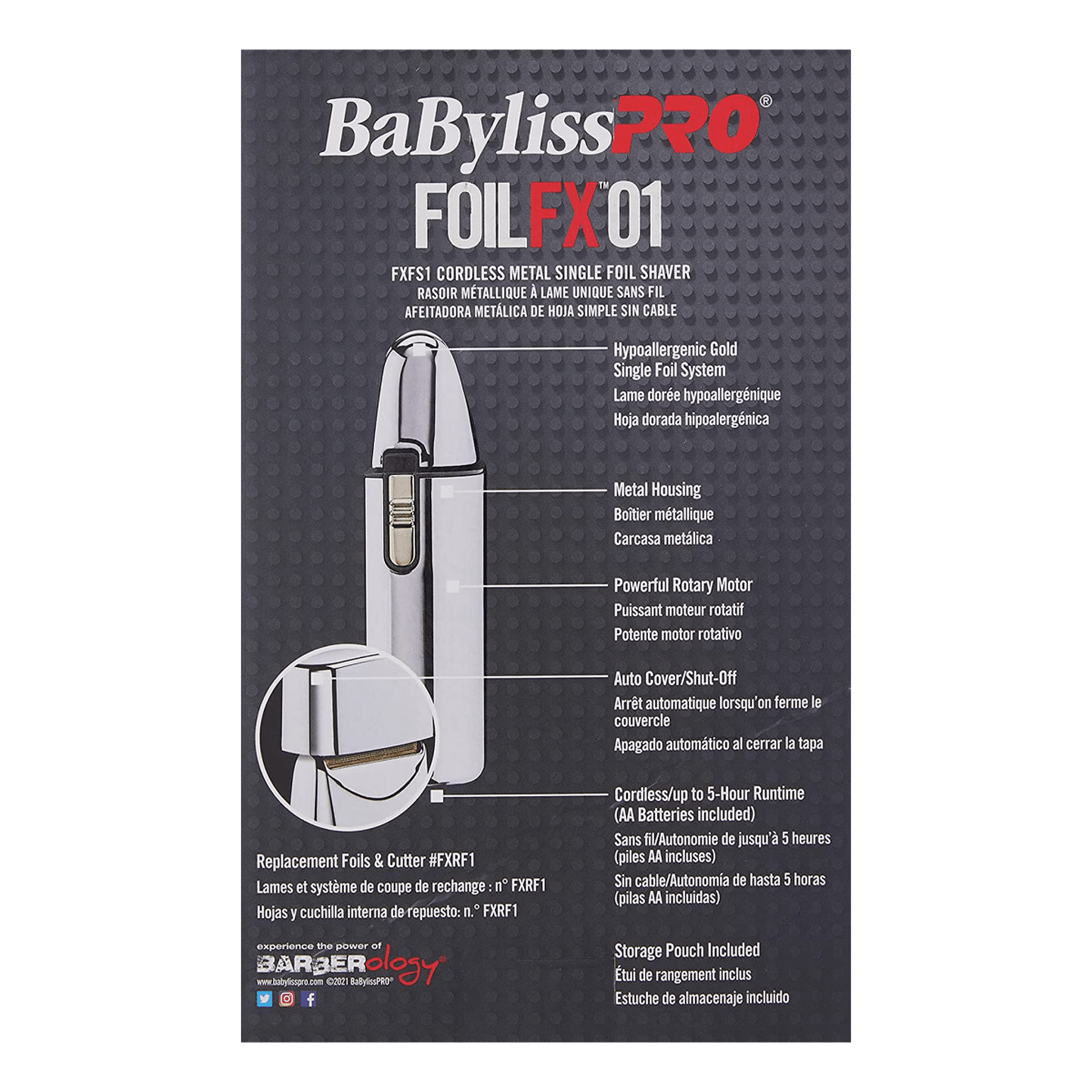 BabylissPRO Foil FX01 Silver Metal Single Foil Shaver - Kade Hair