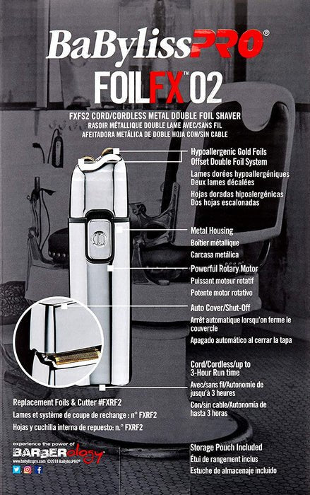 BaBylissPRO FOILFX02 Cordless Metal Double Foil Shaver - Kade Hair