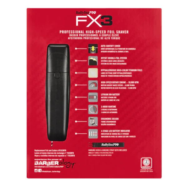 BabylissPRO FX3 Professional High Speed Foil Shaver - Black - Kade Hair