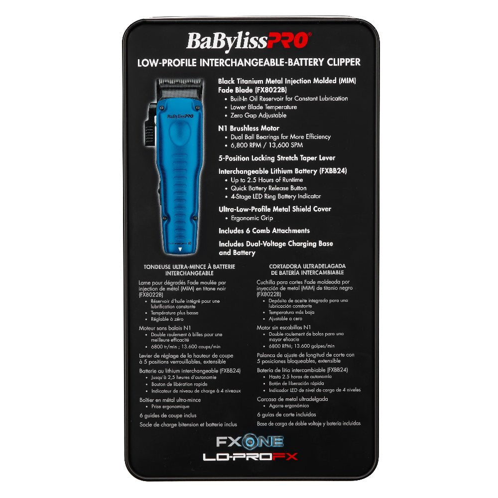 BaBylissPRO FXONE Lo - Pro Limited Edition Black & Blue Clipper - Kade Hair