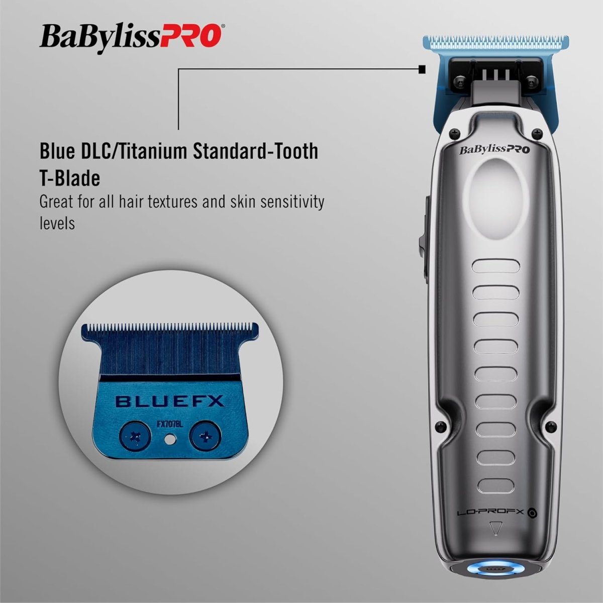 BaBylissPRO FXONE Lo - ProFX Matte Gray High Performance Low Profile Trimmer - Kade Hair