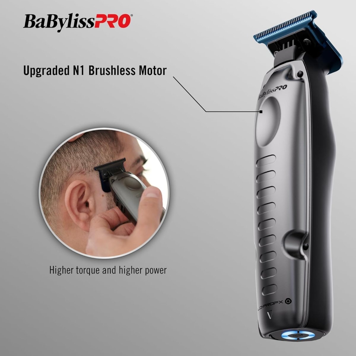 BaBylissPRO FXONE Lo - ProFX Matte Gray High Performance Low Profile Trimmer - Kade Hair