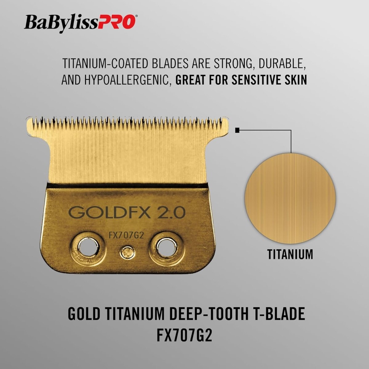 BaBylissPRO GoldFX Titanium Trimmer Blade - Deep Tooth (FX707G2) - Kade Hair
