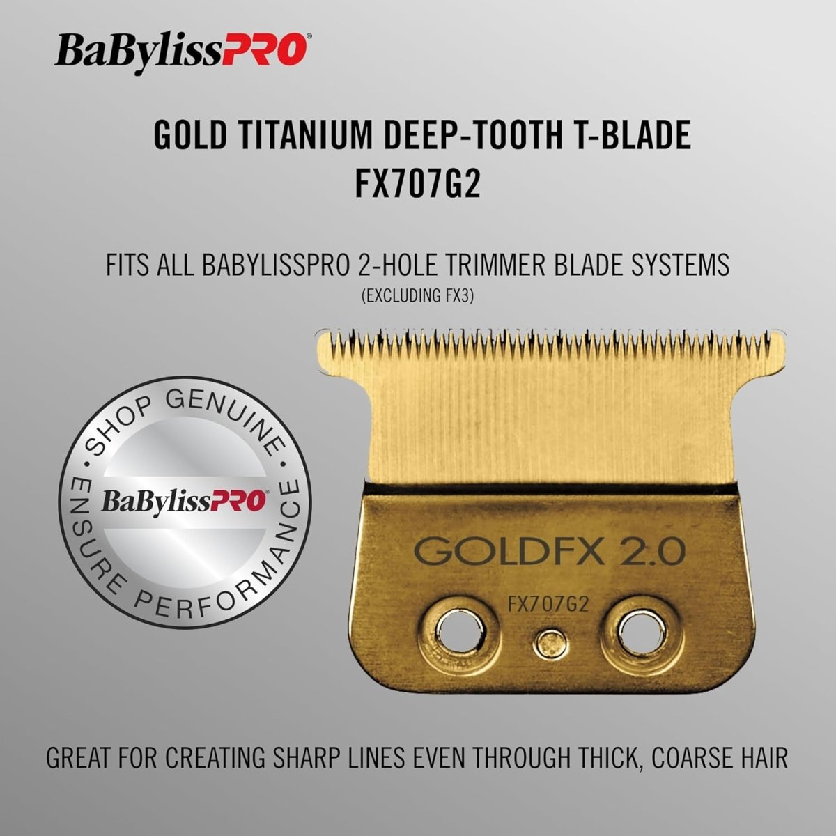 BaBylissPRO GoldFX Titanium Trimmer Blade - Deep Tooth (FX707G2) - Kade Hair