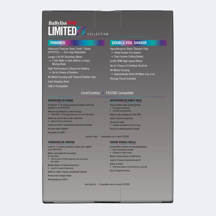 BaBylissPRO LimitedFX Iridescent Trimmer & Double - Foil Shaver Set - Kade Hair
