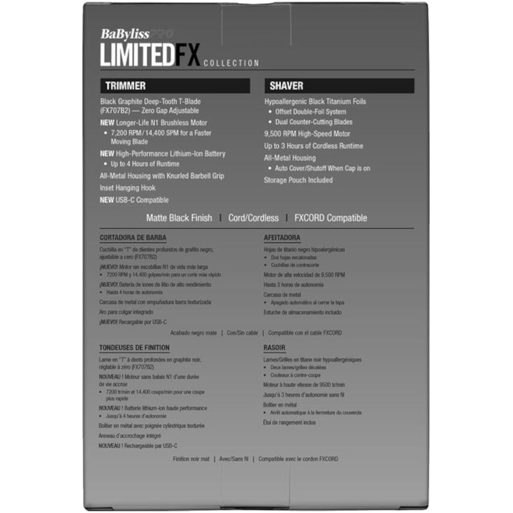 BaBylissPRO LimitedFX Matte Black Trimmer and Double - Foil Shaver Gift Set - Kade Hair