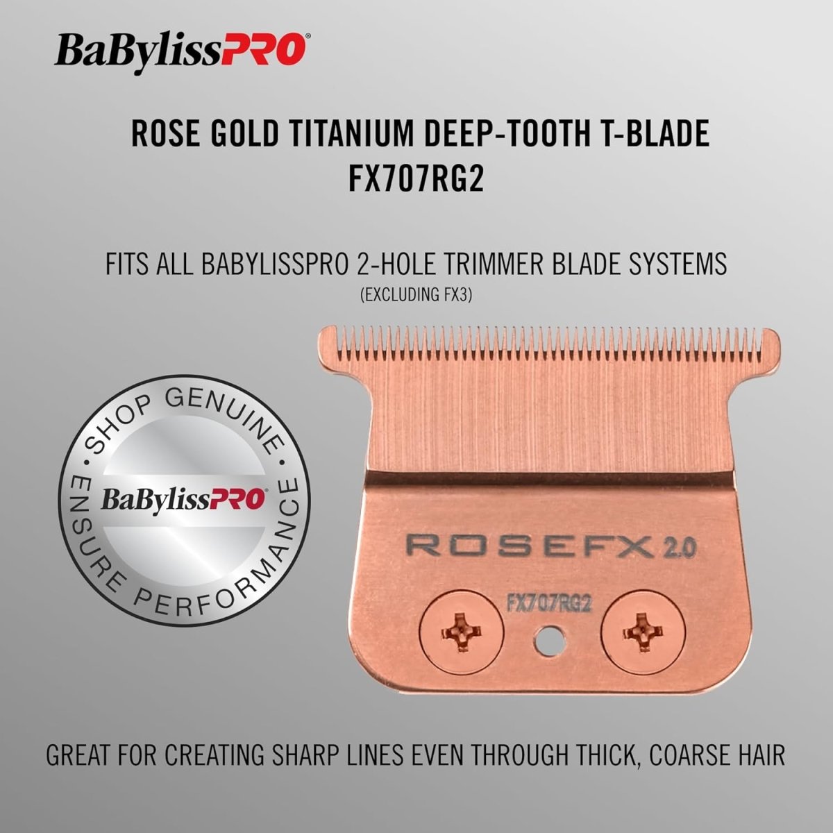 BaBylissPRO RoseFX Titanium Trimmer Blade - Deep Tooth (FX707RG2) - Kade Hair