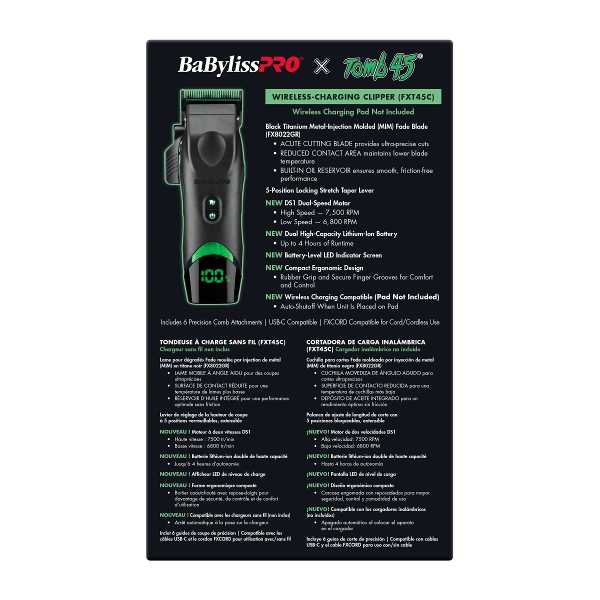BaBylissPRO x Tomb45 Wireless Charging Clipper - Kade Hair