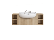 Central Cabinet (120cm) With Mix & Basin In Wooden Finishings - Kade Hair