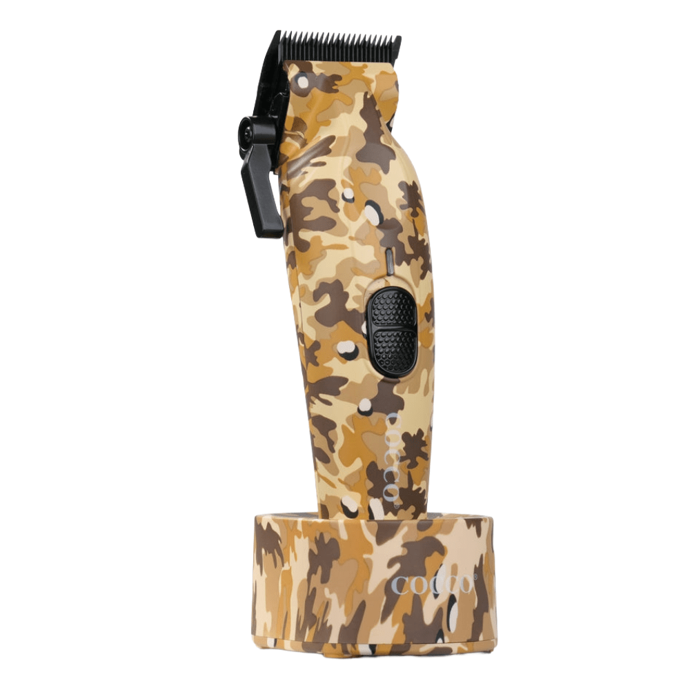 Cocco Hyper Veloce Pro Cordless Clipper w/ Digital Gap Ambassador Graphene Taper Blade + Charging Stand - Limited Edition Camo (CHVPC - CAMO) - Kade Hair