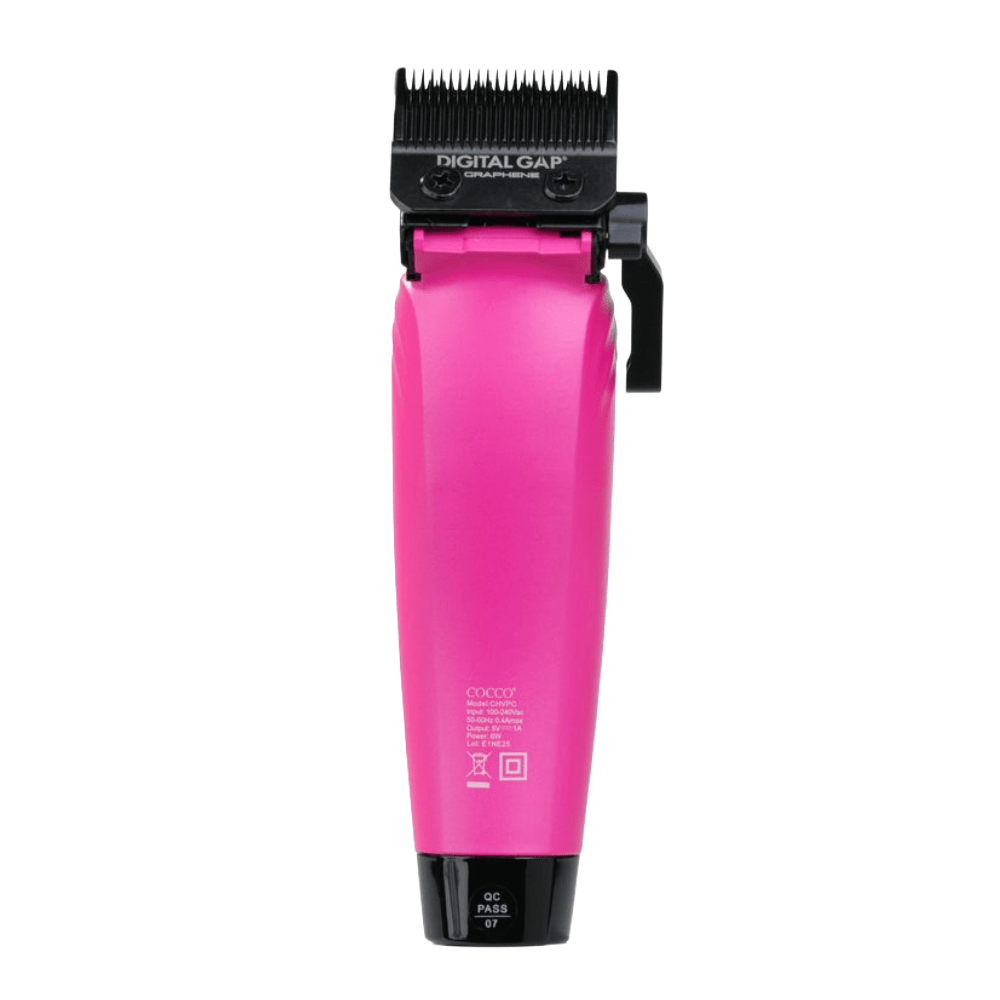 Cocco Hyper Veloce Pro Cordless Clipper w/ Digital Gap Ambassador Graphene Taper Blade + Charging Stand - Limited Edition Pink (CHVPC - PINK) - Kade Hair