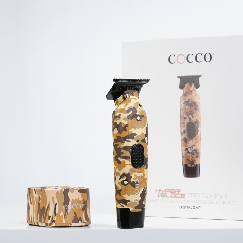 Cocco Hyper Veloce Pro Cordless Trimmer w/ Digital Gap Ambassador Graphene Blade + Charging Stand - Limited Edition Camo (CHVPT - CAMO) - Kade Hair