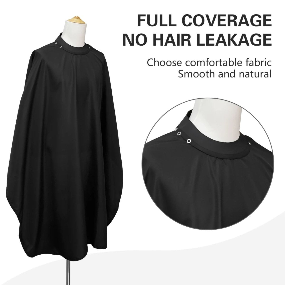 Eson - Barber Hairdressing Hair Cutting Capes & Gowns With Silicone Neckline Black - Kade Hair