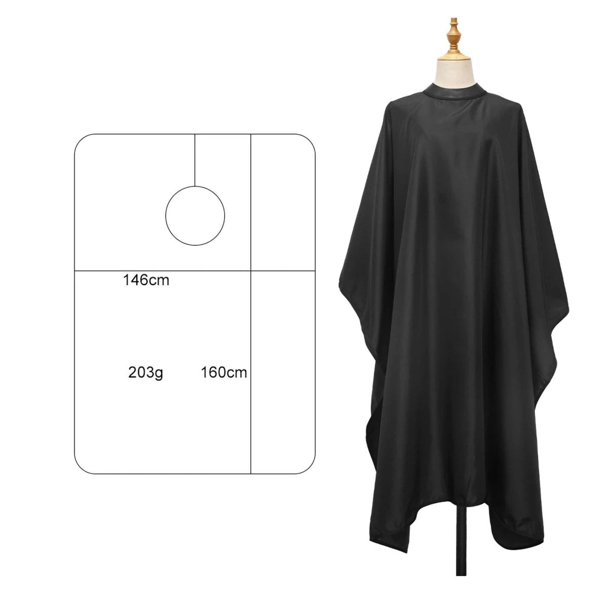 Eson - Barber Hairdressing Hair Cutting Capes & Gowns With Silicone Neckline Black - Kade Hair