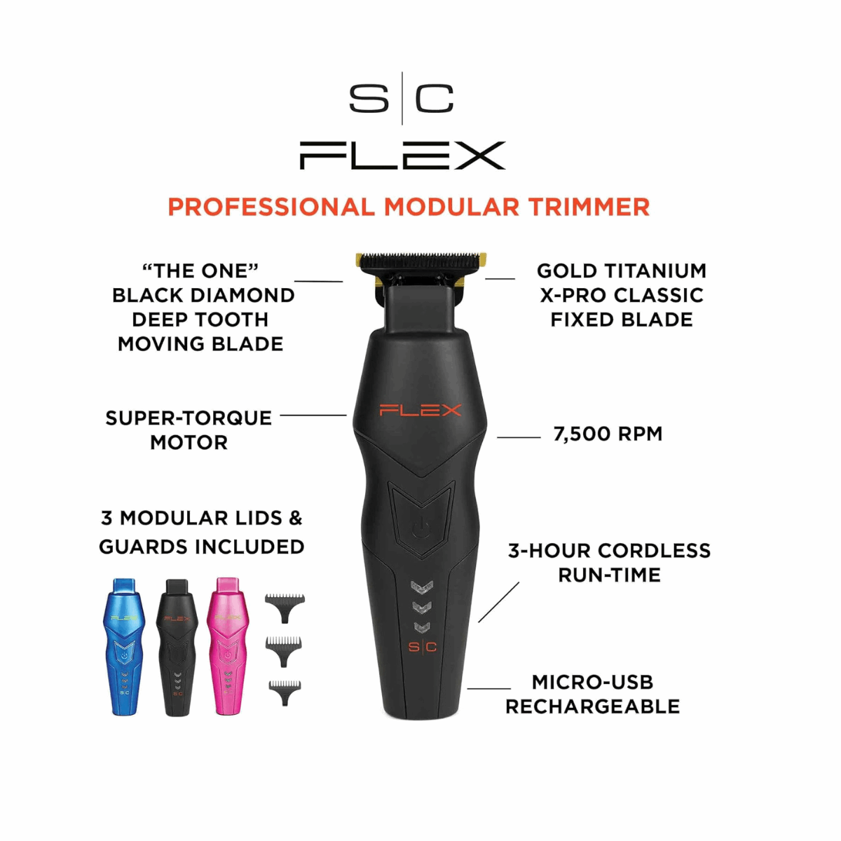 FLEX - PROFESSIONAL MODULAR SUPER - TORQUE MOTOR CORDLESS HAIR TRIMMER - Kade Hair