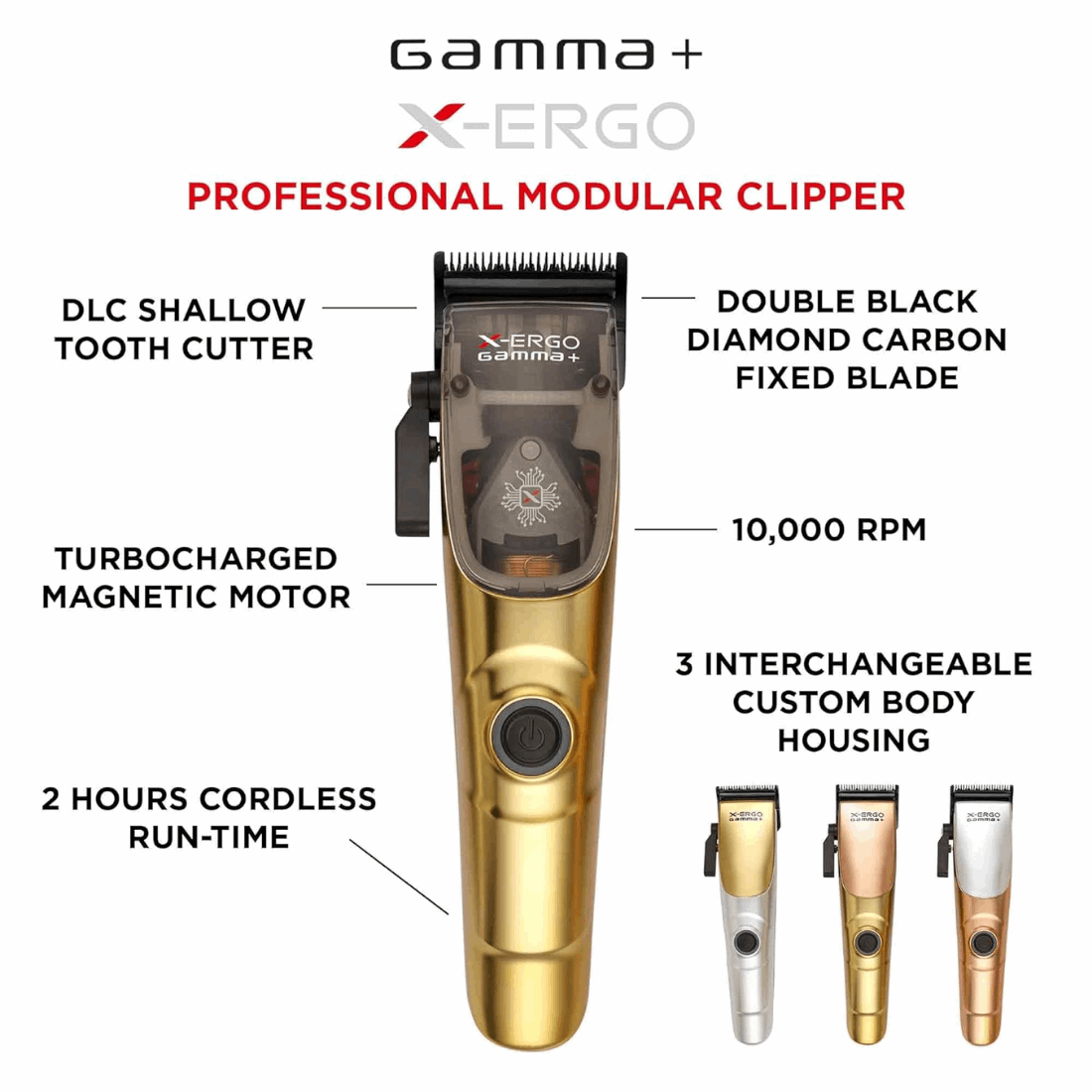 Gamma+ X - Ergo Modular Hair Clipper With Magnetic Motor - Kade Hair