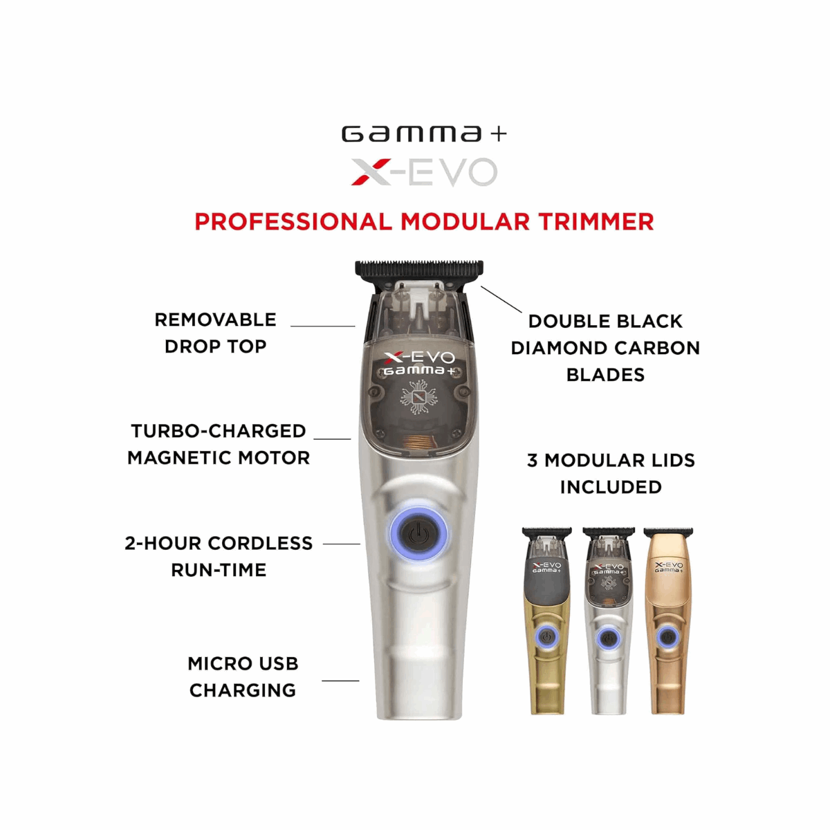 Gamma+ X - Evo Professional Modular Trimmer - Kade Hair