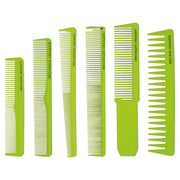 Gamma+ Professional 6-Piece Comb Set with Storage Case - Green