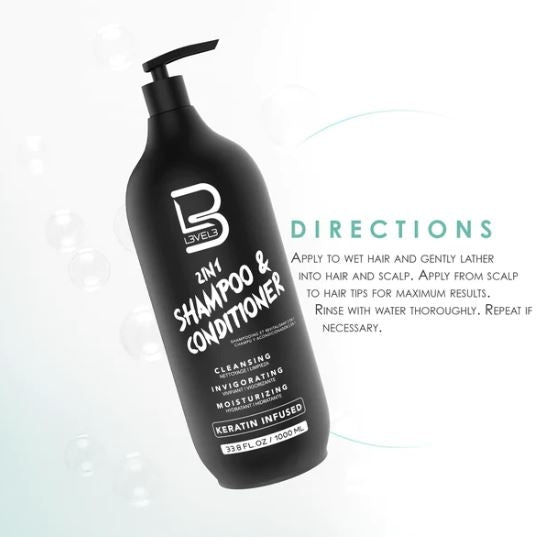 L3VEL3 2 - In - 1 Shampoo & Conditioner (1000ml/33.8oz) - Kade Hair