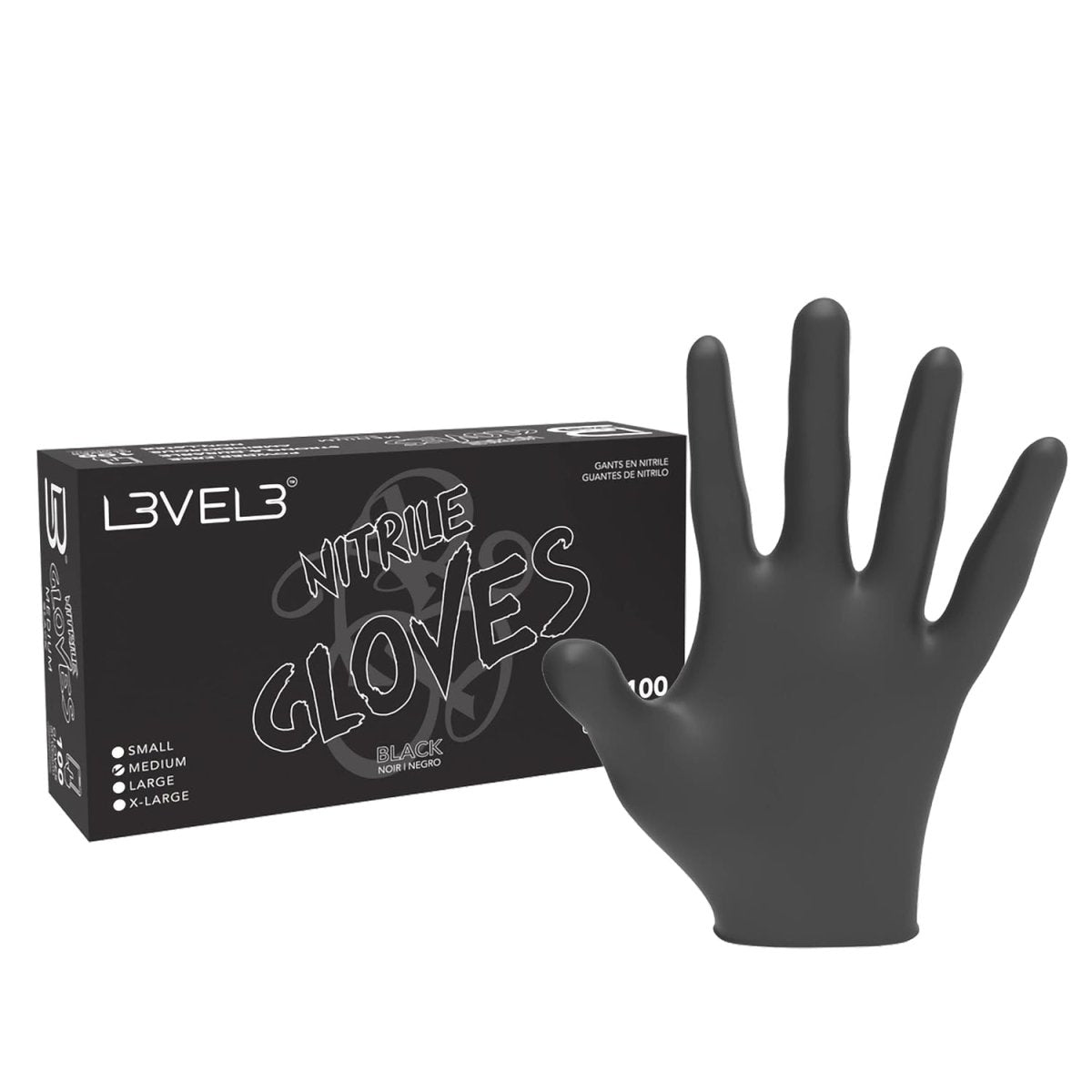L3VEL3 Professional Nitrile Gloves 100pk - Black - Kade Hair