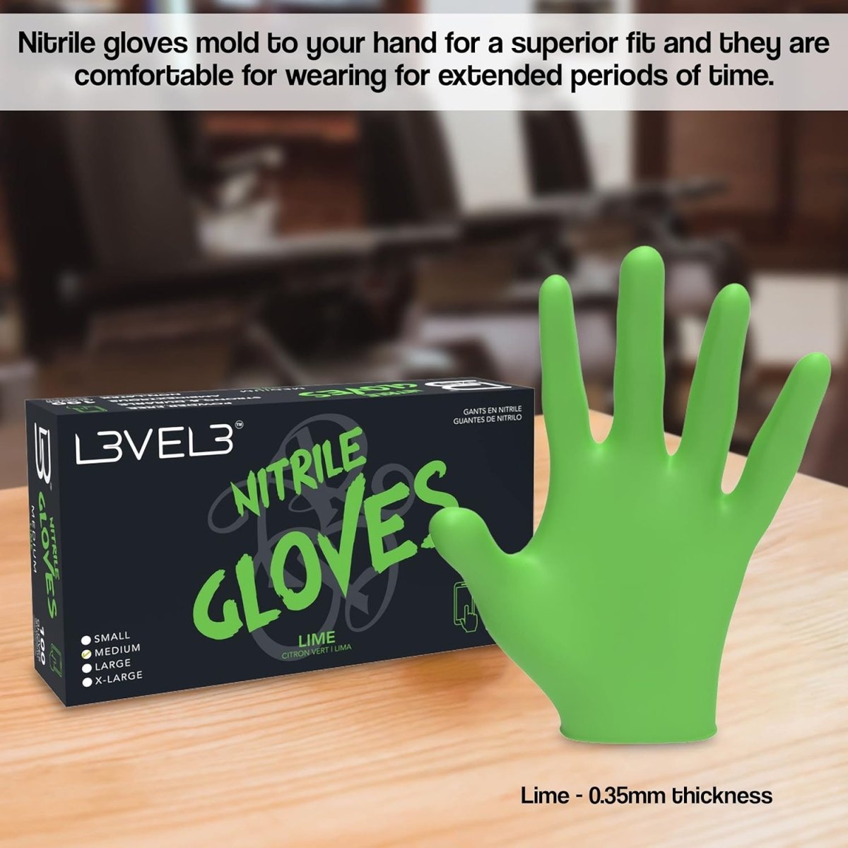 L3VEL3 Professional Nitrile Gloves 100pk - Lime - Kade Hair