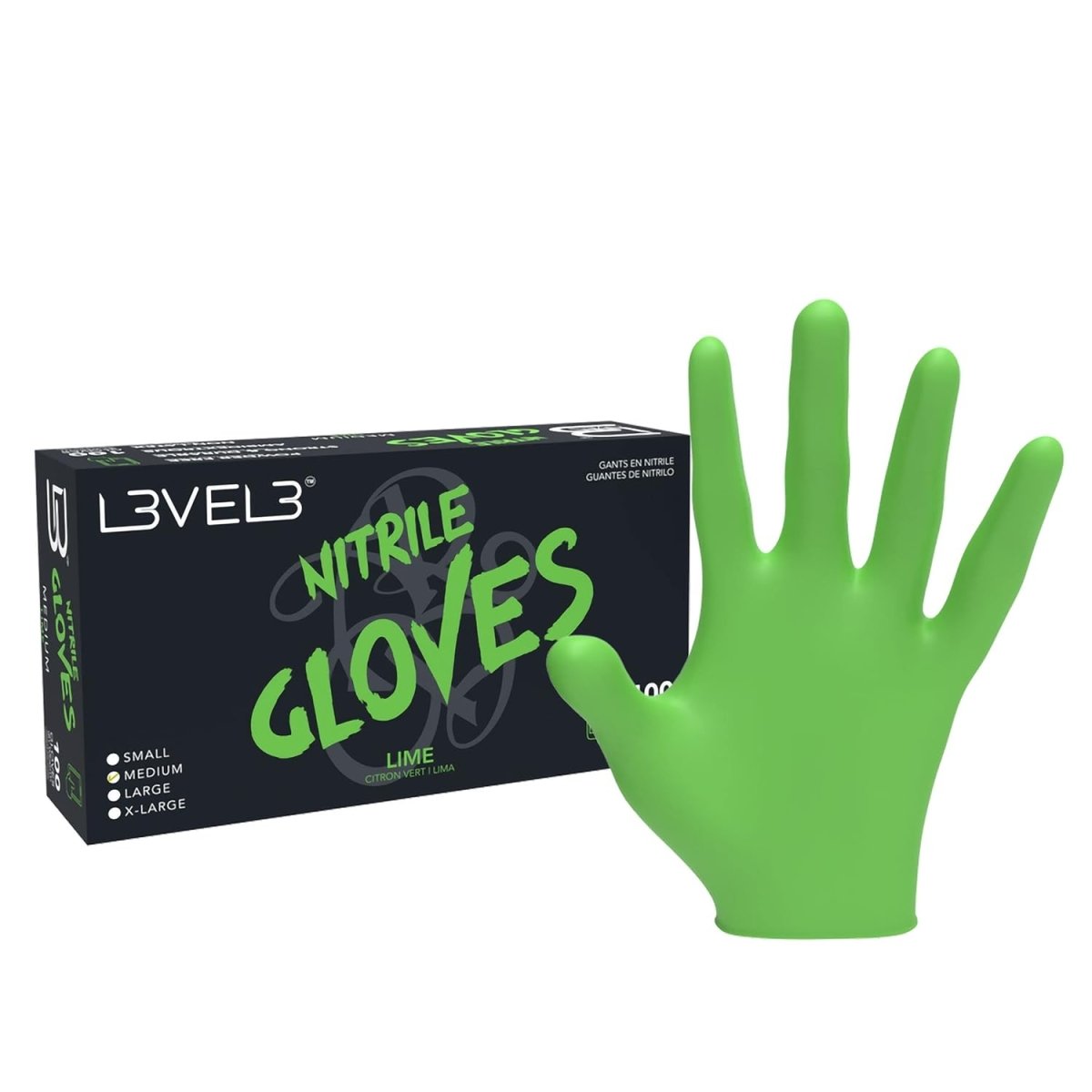 L3VEL3 Professional Nitrile Gloves 100pk - Lime - Kade Hair