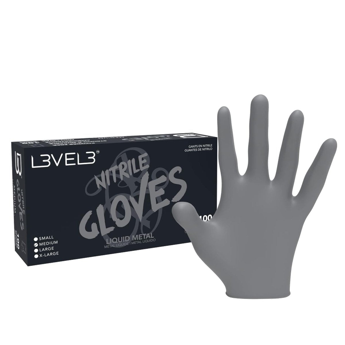 L3VEL3 Professional Nitrile Gloves 100pk - Liquid Metal - Kade Hair