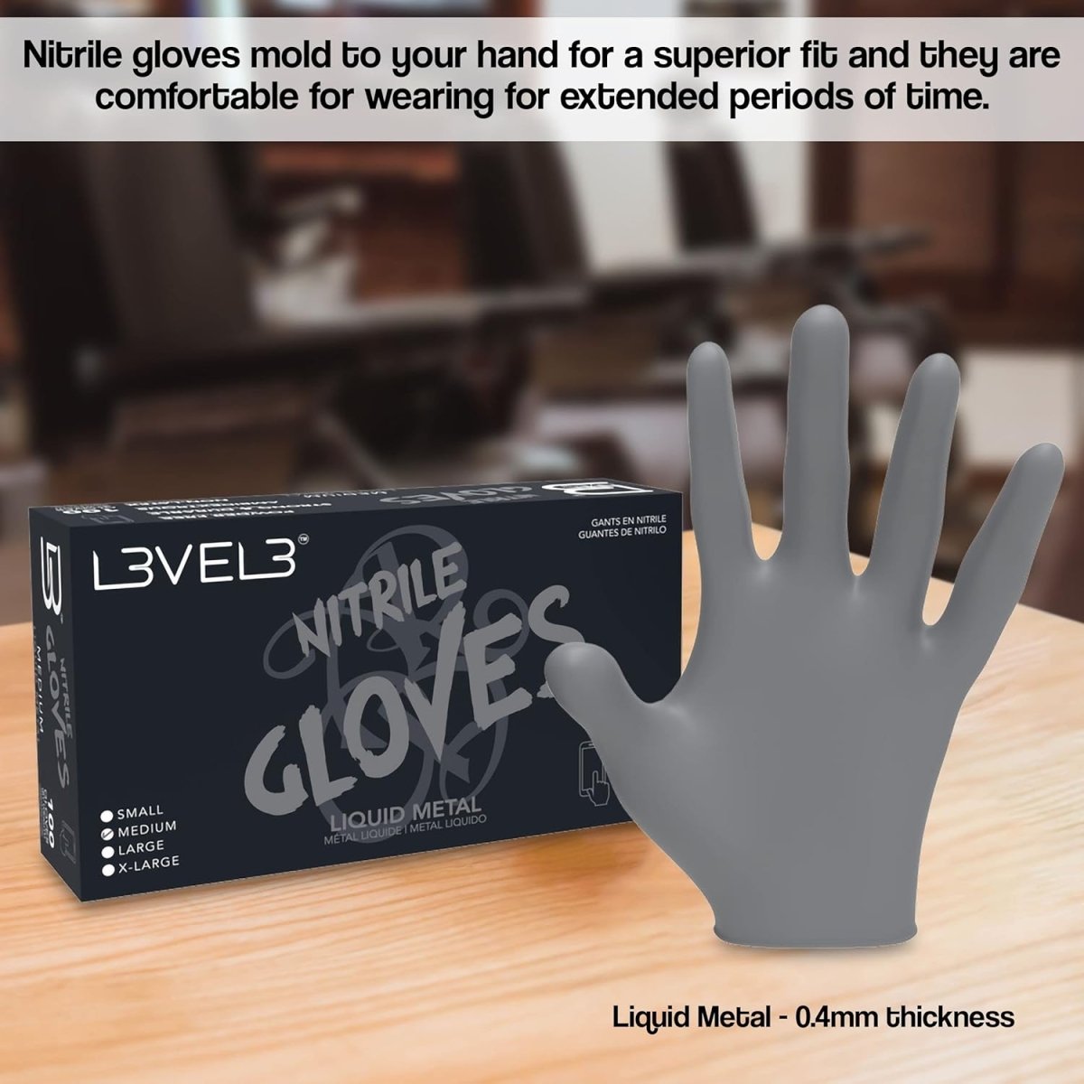 L3VEL3 Professional Nitrile Gloves 100pk - Liquid Metal - Kade Hair