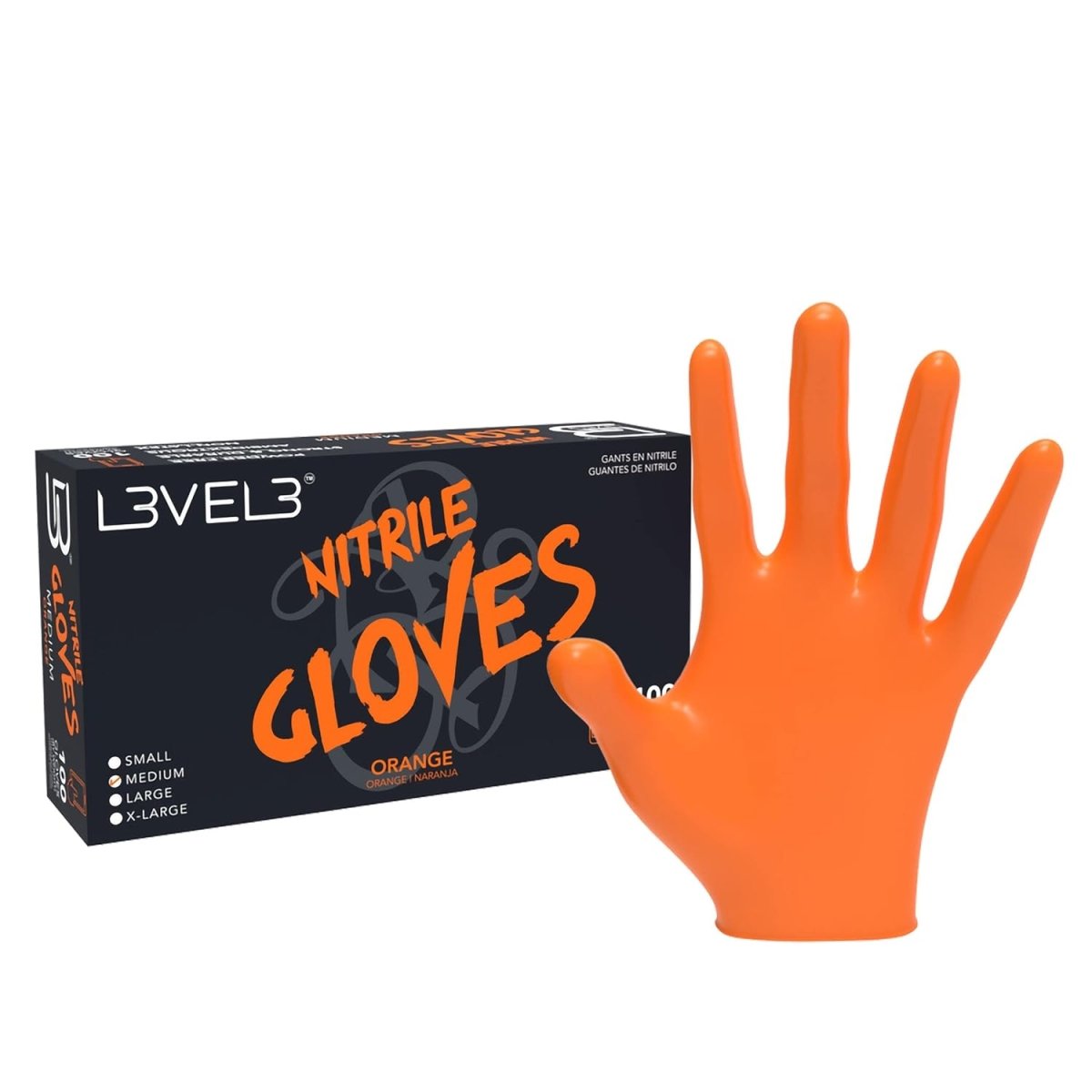 L3VEL3 Professional Nitrile Gloves 100pk - Orange - Kade Hair