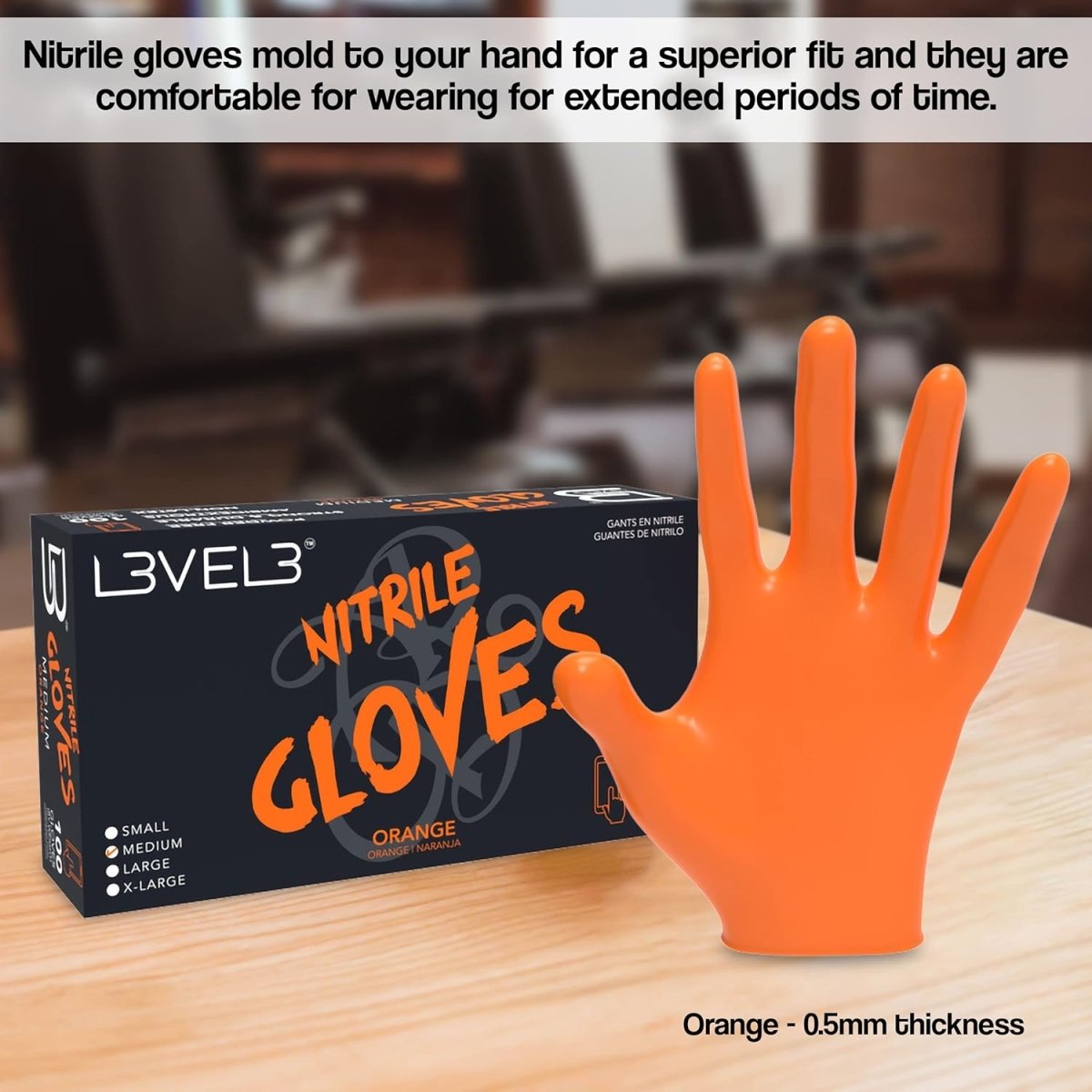 L3VEL3 Professional Nitrile Gloves 100pk - Orange - Kade Hair
