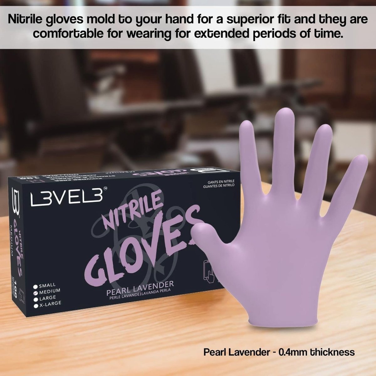 L3VEL3 Professional Nitrile Gloves 100pk - Pearl Lavender - Kade Hair