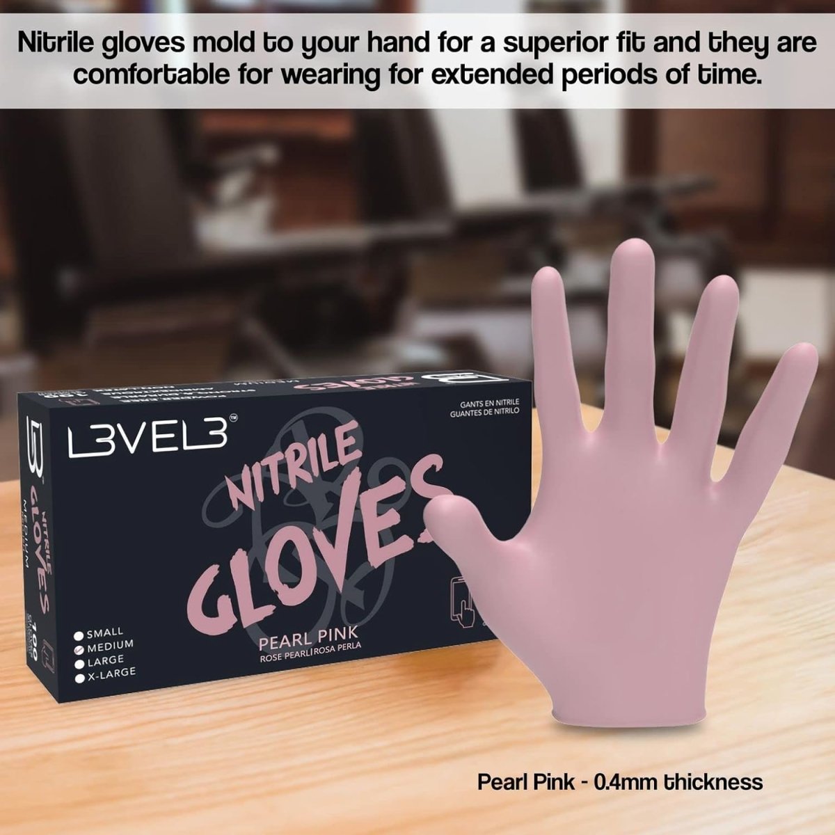 L3VEL3 Professional Nitrile Gloves 100pk - Pearl Pink - Kade Hair
