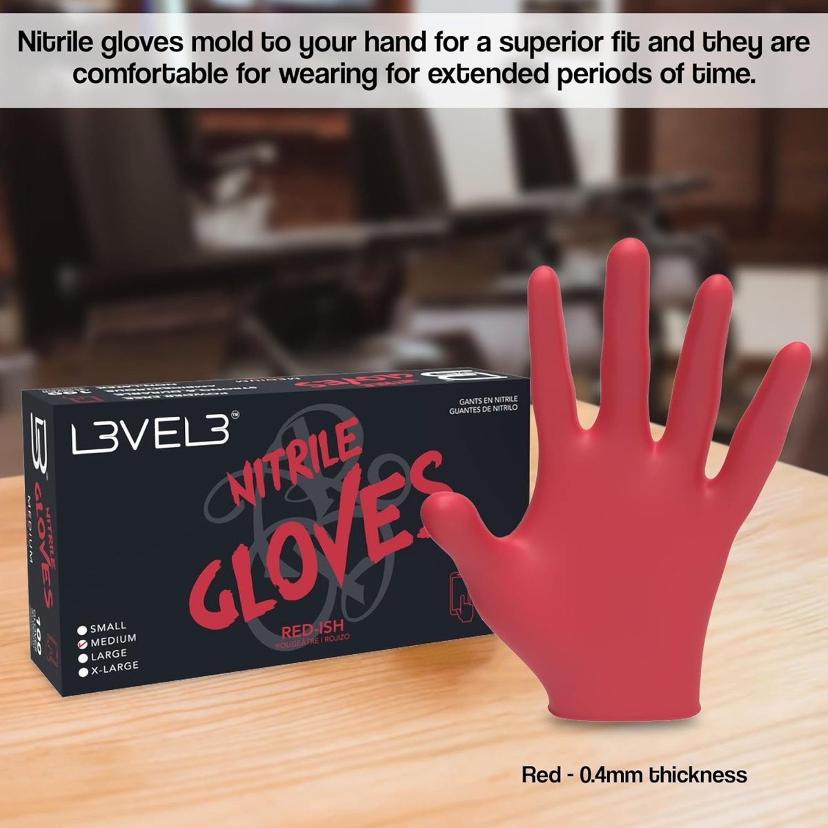L3VEL3 Professional Nitrile Gloves 100pk - Red - ish - Kade Hair