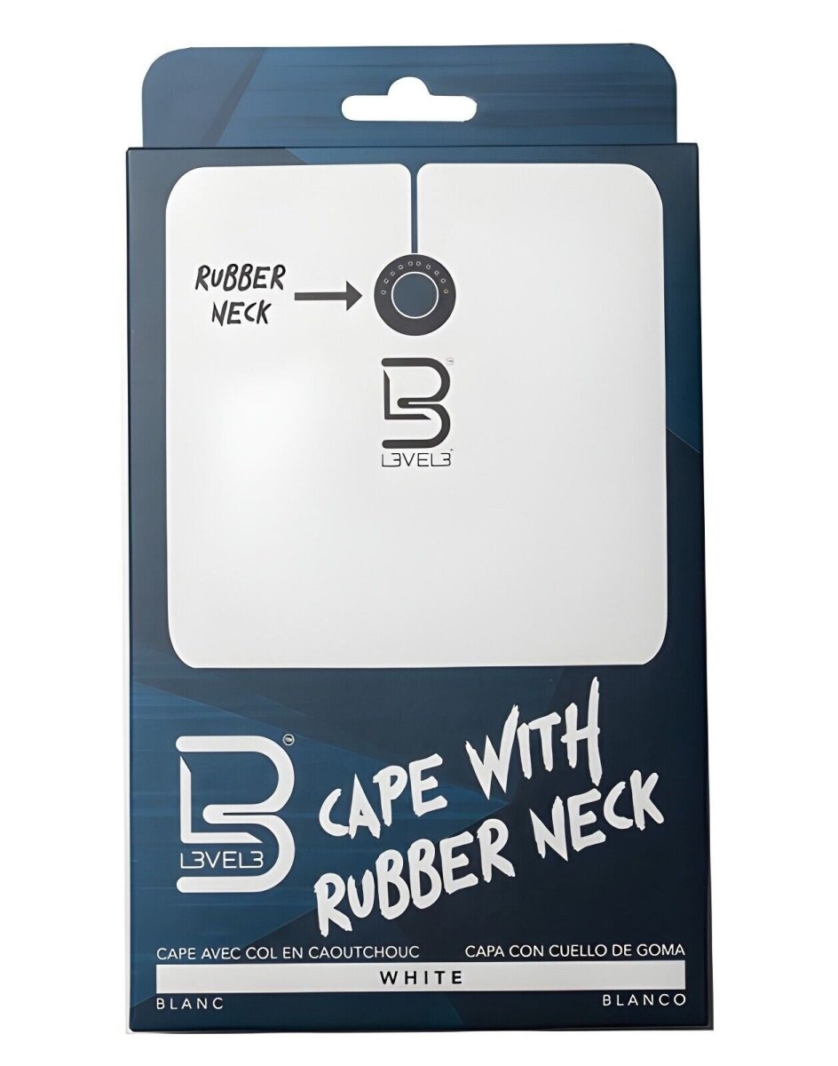 L3VEL3 Professional Rubber Neck Cutting Cape / Gown - White - Kade Hair