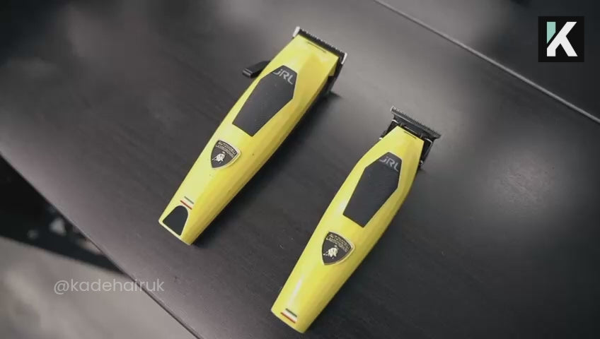Load video: JRL Professional x Lamborghini Diamante Cordless Clipper &amp; Trimmer Combo Set - Yellow