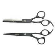 Rolda 7" Right Handed Hair Cutting Scissors & Thinning Shear Set - Black - Kade Hair