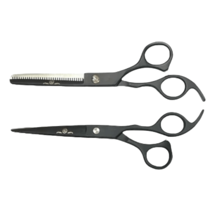 Rolda 7" Right Handed Hair Cutting Scissors & Thinning Shear Set - Black - Kade Hair