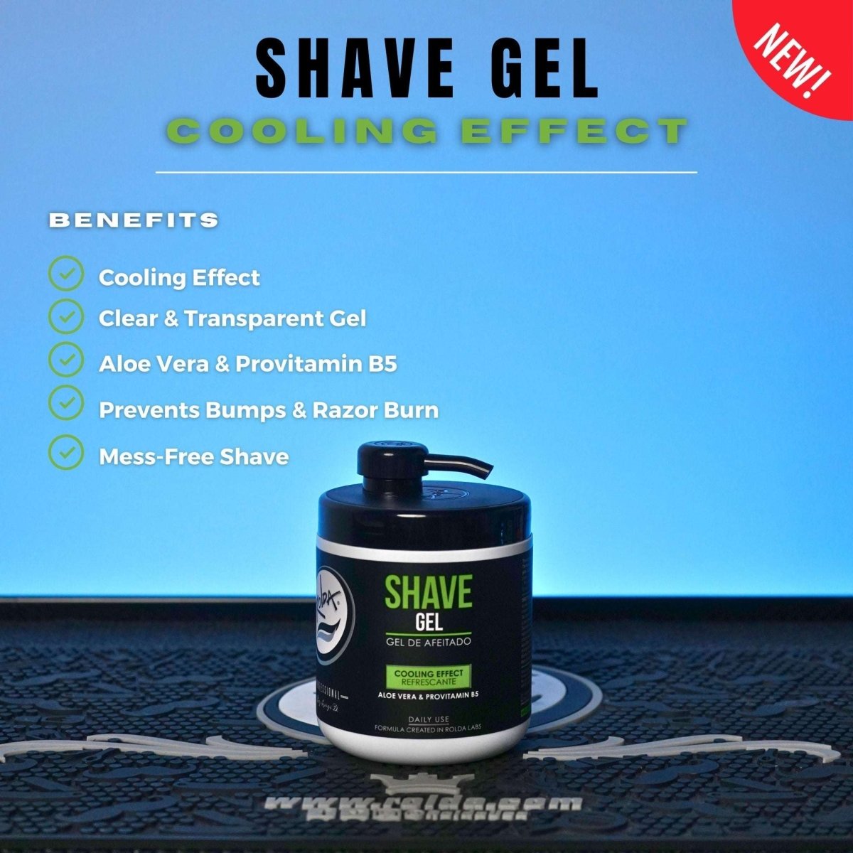 Rolda Shave Gel Cooling Effect w/ Aloe Vera & Provitamin B5 (17.63oz/500g) - Kade Hair