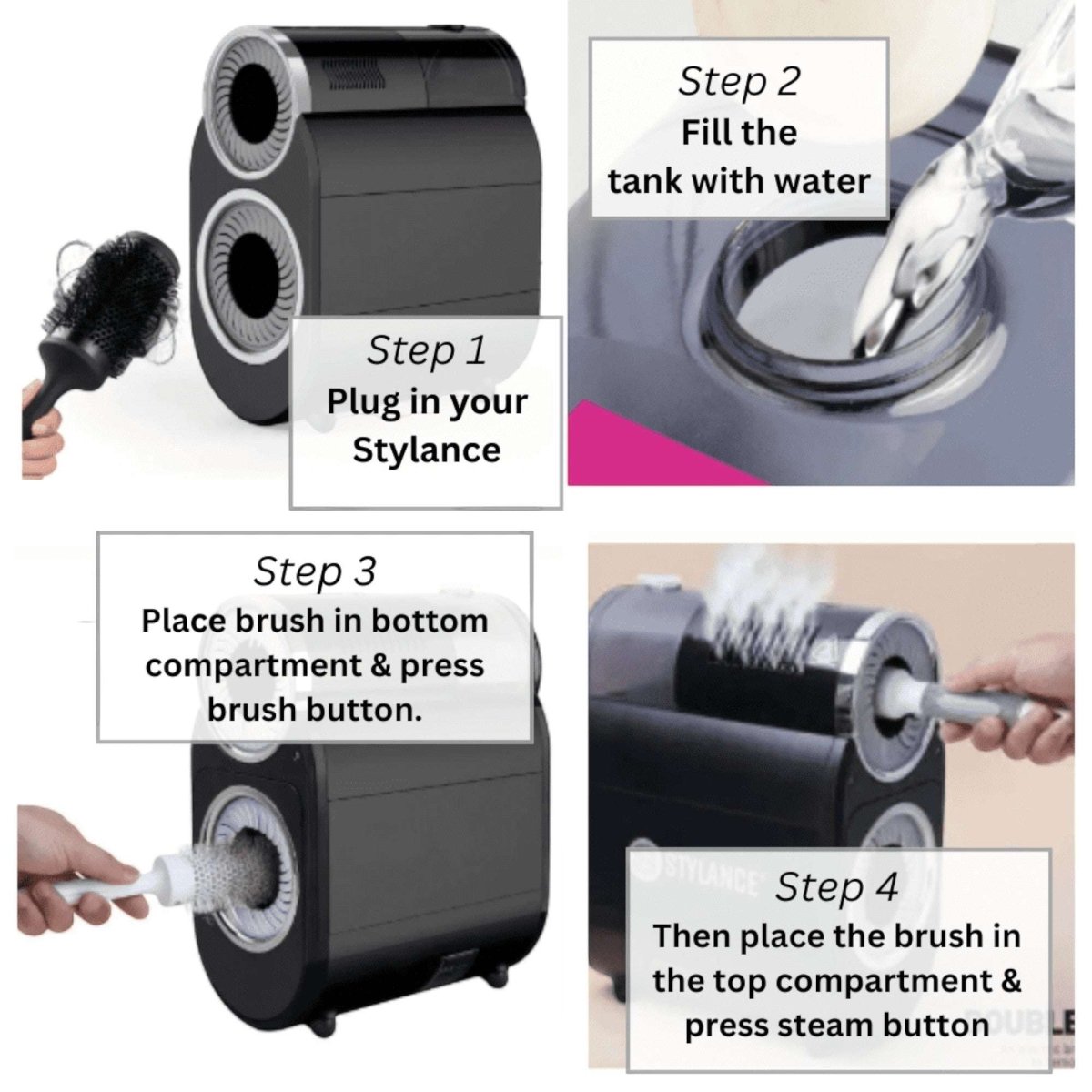 Stylance - Electric Brush Cleaner & Steam 1200W - Kade Hair