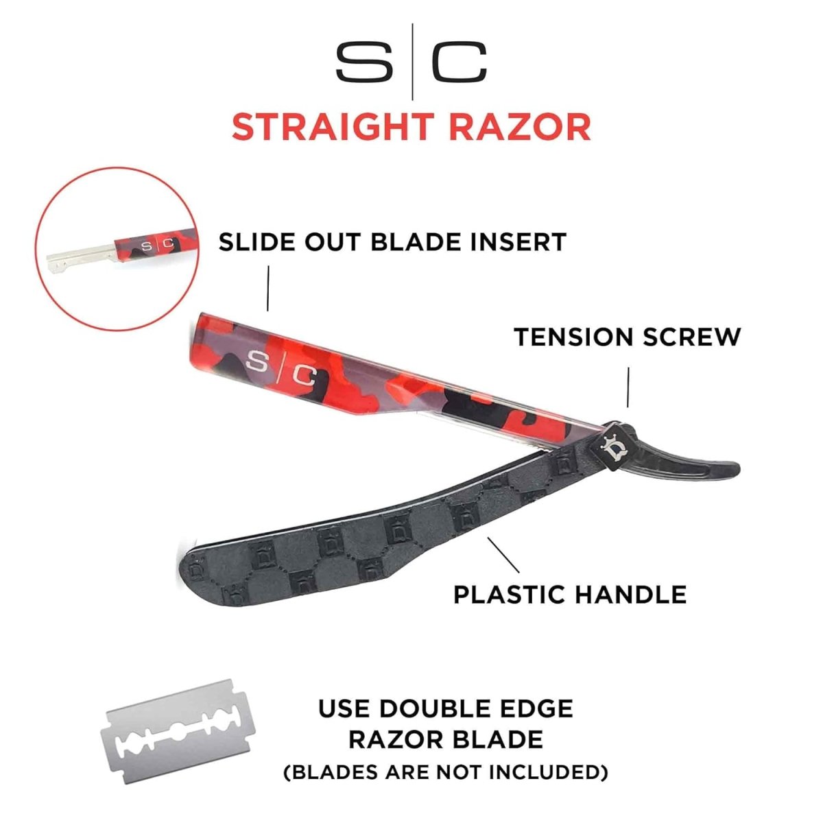 StyleCraft Deluxe Camo Line Straight Edge Razor Tool - Kade Hair