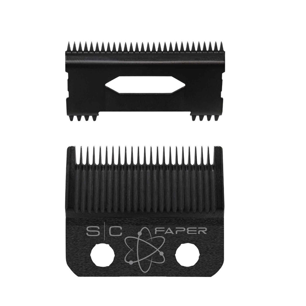 StyleCraft Fixed Black Diamond Carbon DLC Faper Blade w/ Moving Slim Deep Tooth Cutter (SC520B) - Kade Hair