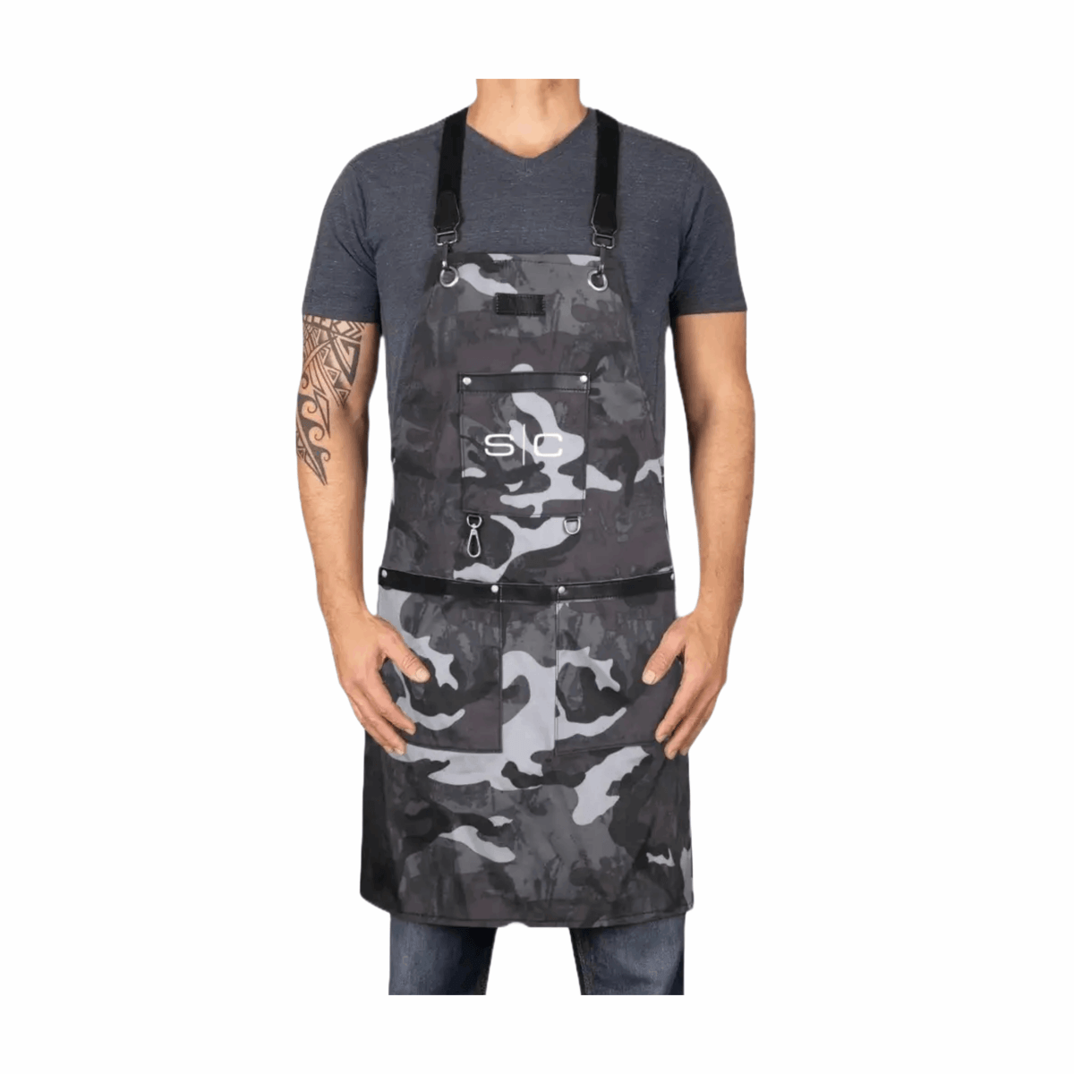 StyleCraft Heavy Duty Barber Apron - Camo Black - Kade Hair
