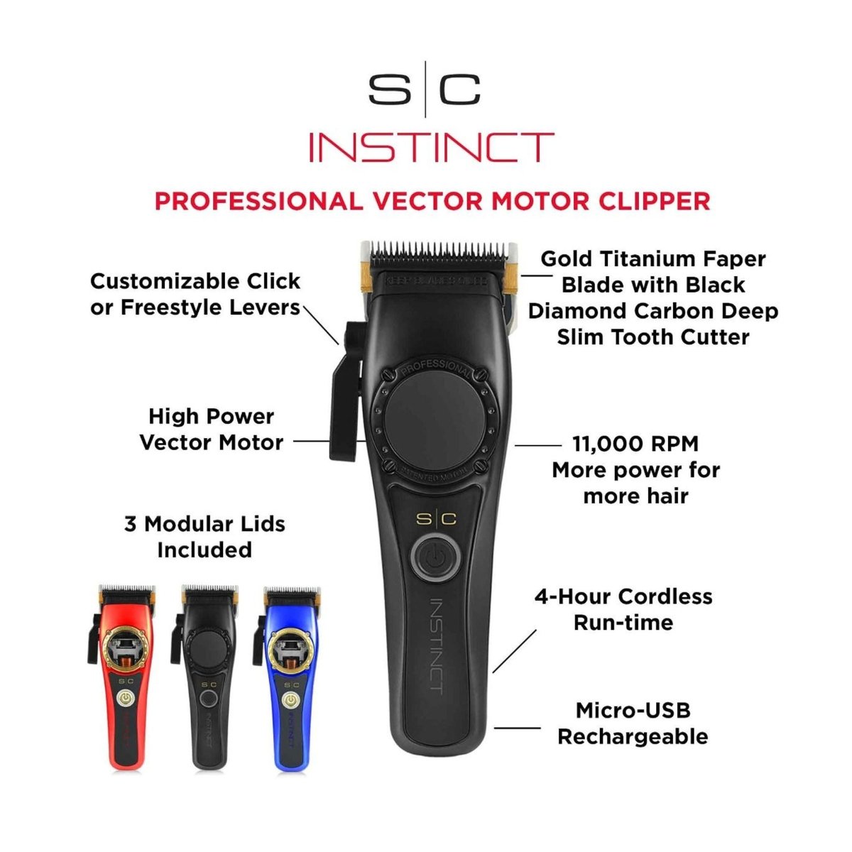 Stylecraft Instinct Vector Motor Cordless Clipper & Trimmer Combo Set - Kade Hair