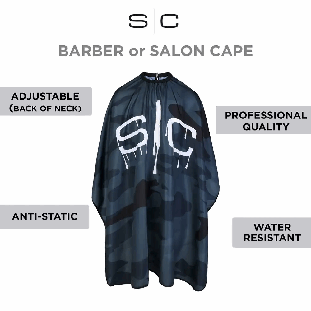 StyleCraft Professional Black Camo Hair Cutting Cape (SC324B) - Kade Hair